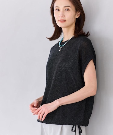 【レイヤードにおすすめ◎】畦編みフレンチスリーブトップス