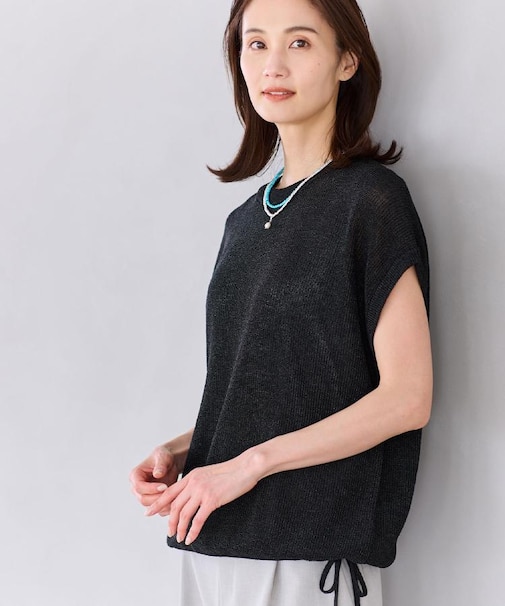 【レイヤードにおすすめ◎】畦編みフレンチスリーブトップス