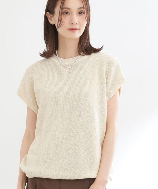 【レイヤードにおすすめ◎】畦編みフレンチスリーブトップス
