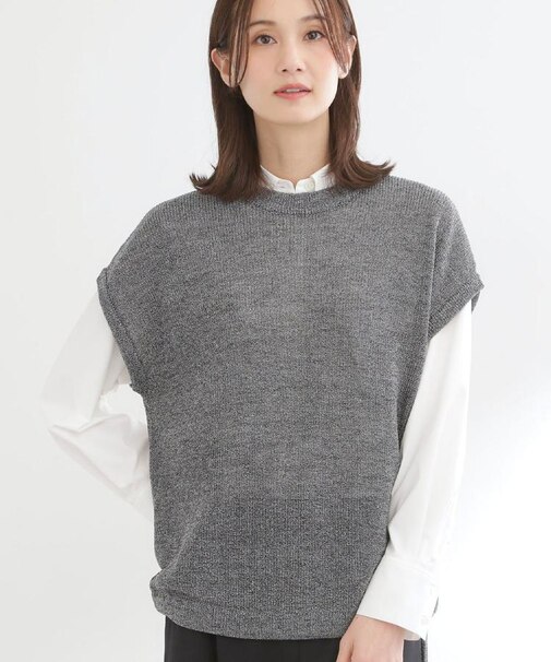 【レイヤードにおすすめ◎】畦編みフレンチスリーブトップス