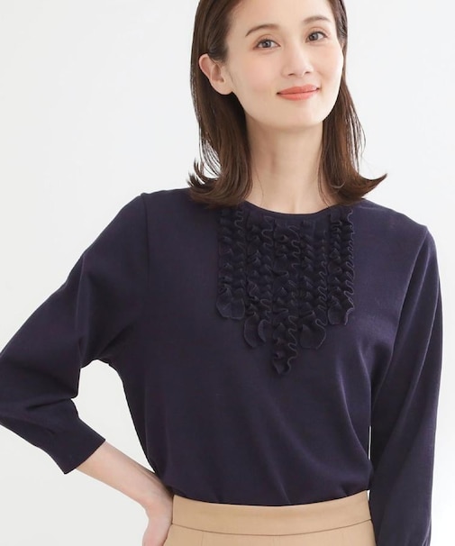 フロントフリルデザインニット