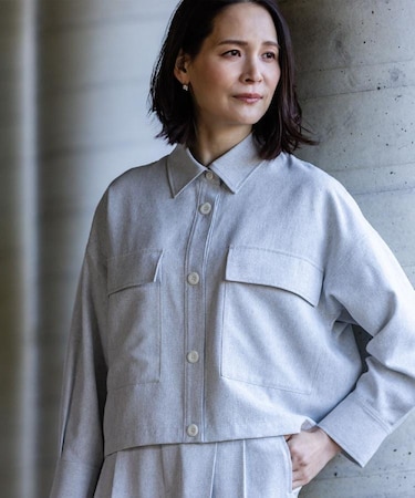 リネンライクシャツブルゾン