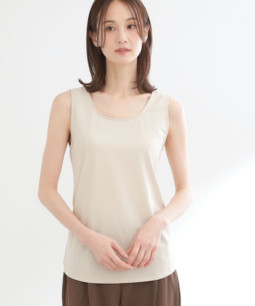 【UVカット／接触冷感】ベーシックラメタンクトップ