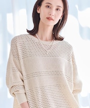 【レイヤードにおすすめ◎】メッシュ風ドライタッチニット