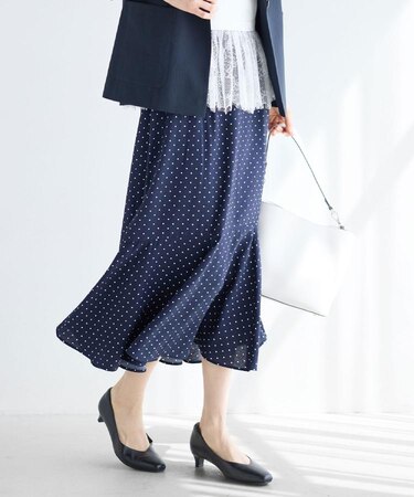 【セットアップ可】ドット柄ワッシャースカート