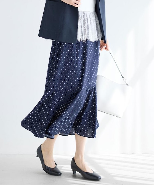 【セットアップ可】ドット柄ワッシャースカート