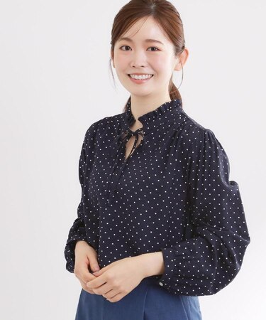 【セットアップ可】ドット柄ワッシャーブラウス