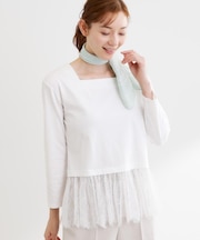 【UVカット／接触冷感／レイヤードにおすすめ◎】レース切り替えプルオーバージャージ