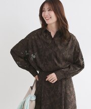 【選べる2柄／セットアップ可】シャツ衿シアーブラウス