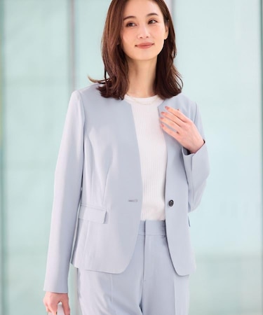 【UVカット／接触冷感／セットアップ可】ノーカラージャケット