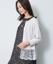 【手洗い可】レースデザインニットカーディガン