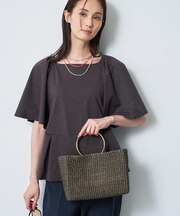 【COTTO】スクエア型 麻カゴバッグ