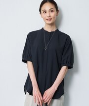 【手洗い可】異素材ドッキングブラウス