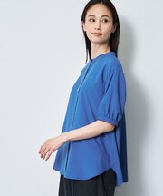 【手洗い可】異素材ドッキングブラウス