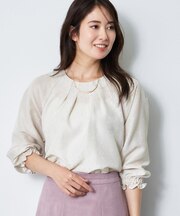 タックデザイン ラグランスリーブブラウス