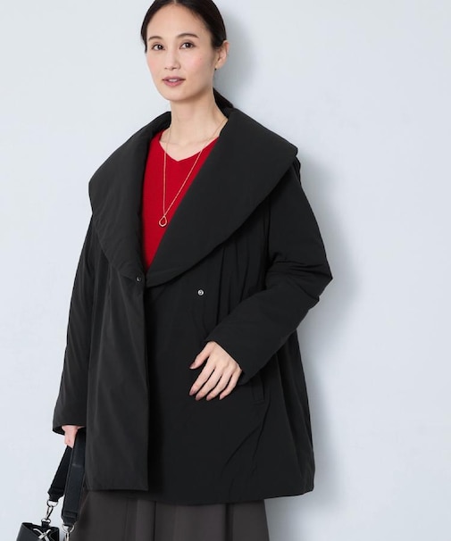 【手洗い／撥水／保湿】ショールカラー 中綿入りコート
