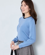 【手洗い／アンサンブル可】バイカラーハイゲージニット