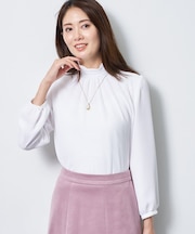 【SS-4Lサイズ／通勤／セレモニー】プチハイネック シフォンブラウス