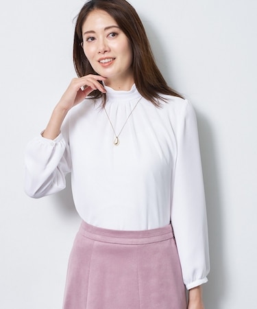 【SS-4Lサイズ/通勤/セレモニー】プチハイネック シフォンブラウス