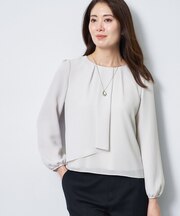 【SS-4Lサイズ/通勤/セレモニー】クルーネック シフォンブラウス