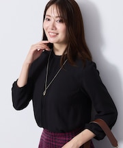 【SS-4Lサイズ/通勤/セレモニー】シフォンジャージブラウス