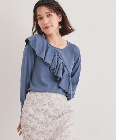 【6色展開／大人フェミニン】アシメフリルニット