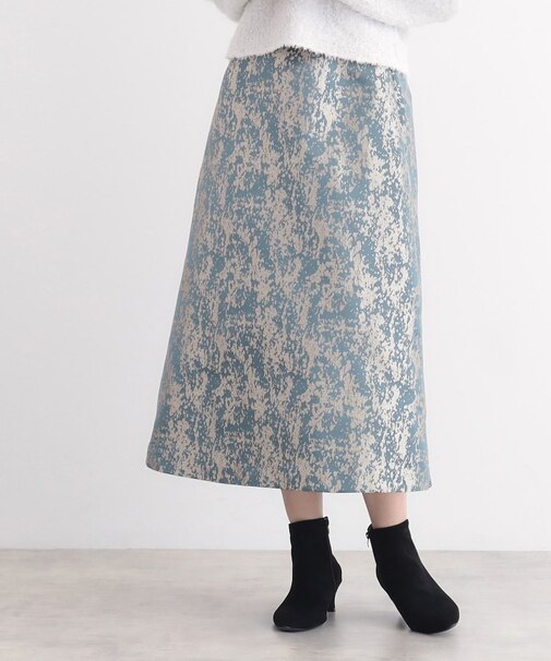【華やか/ウエストゴム仕様】ラメジャカードスカート