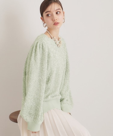 【web限定／今すぐ活躍】リボンヤーンニット
