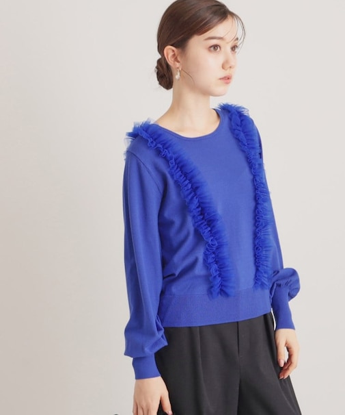 【トレンド/大人フェミニン】前後チュールニット