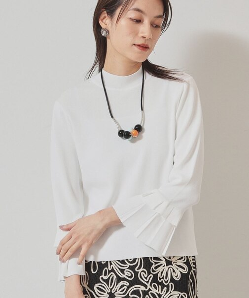 【春色／袖口プリーツ】ハイネックニット