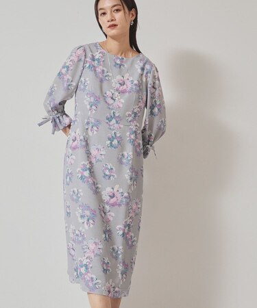 【＆yours project／袖リボン】フラワープリントワンピース