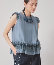 【フリル&フリル/大人フェミニン】チュニックブラウス