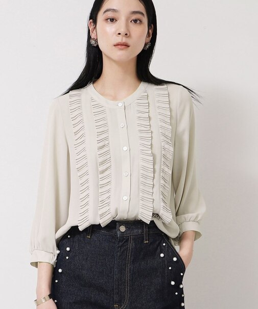 【お仕事にも！／プリーツフリル】春色ブラウス