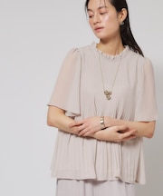 【プリーツ／フレアスリーブ】Aラインブラウス