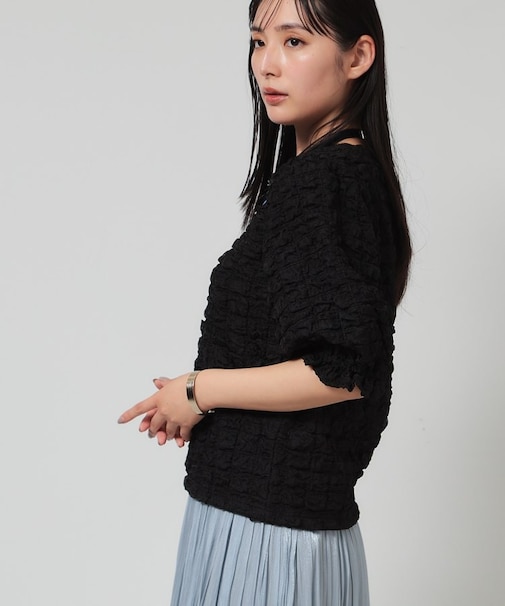 【今すぐ活躍！／パフスリーブ】ジャカードプルオーバー