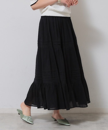 【軽い着心地／インド綿】ティアードロングスカート