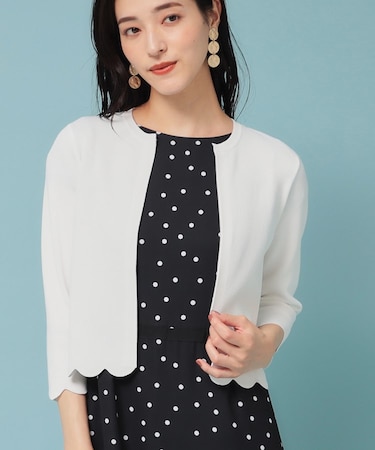 【人気シリーズ/4色展開】スカラップ7分袖ボレロ