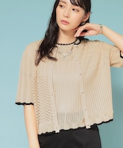 【新作／透かし柄／3色展開】スカラップカーディガン