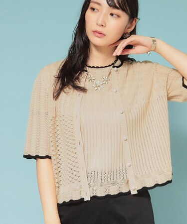 【新作／透かし柄／3色展開】スカラップカーディガン