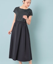 【ジャージ×タフタ／レース】異素材ドッキングワンピース