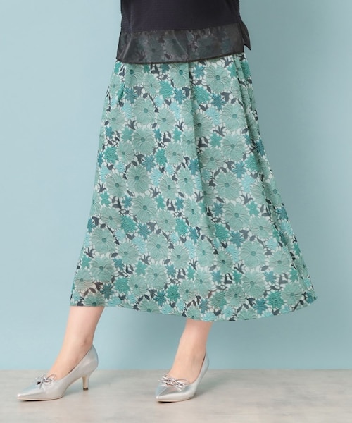 ドルチェ＆ガッバーナ スカート 向日葵柄 レース フレア 38シルク混 DLARGE.JPG