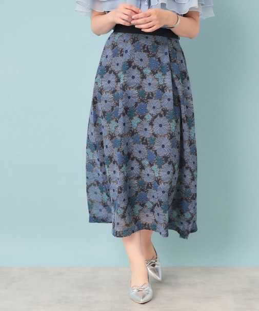 【&yours project/S~L】レース柄フレアスカート
