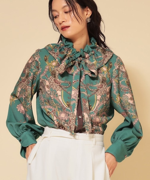 【COLLECTION LINE】オリエンタルパネル柄ブラウス