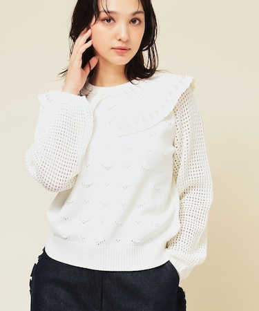 【COLLECTION LINE】透かしパール調ニット