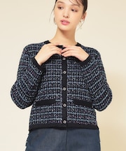 【配色／ミックス】ツイードカーディガン