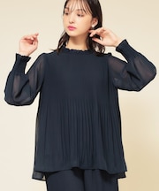 【プリーツ／セットアップ可】チュニックブラウス