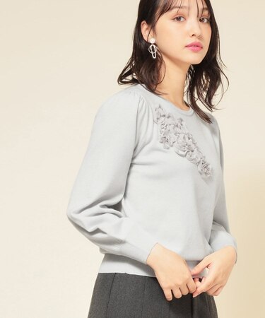 【SS～Lサイズ展開／チュール刺繍】クラフトニット