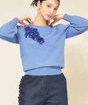 【SS～Lサイズ展開／チュール刺繍】クラフトニット