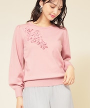 【SS～Lサイズ展開／チュール刺繍】クラフトニット