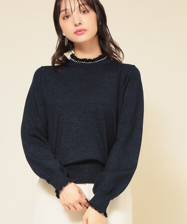 【SS～Lサイズ展開／6色展開】パール調ニット